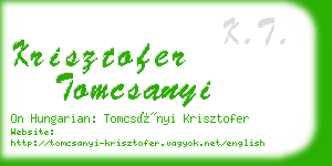 krisztofer tomcsanyi business card